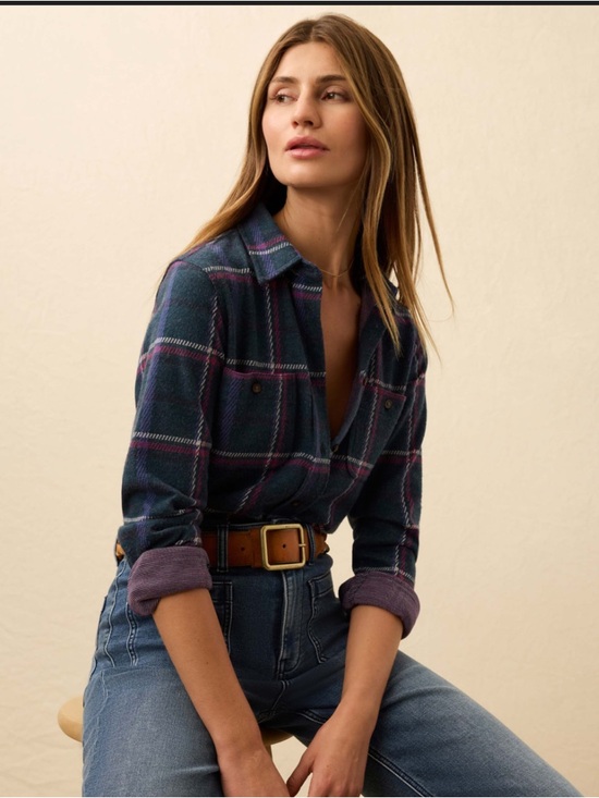 Faherty Tops - Faherty Legend Sweatshirt Sweater Shirt Northern Lights Plaid Button Down XXL